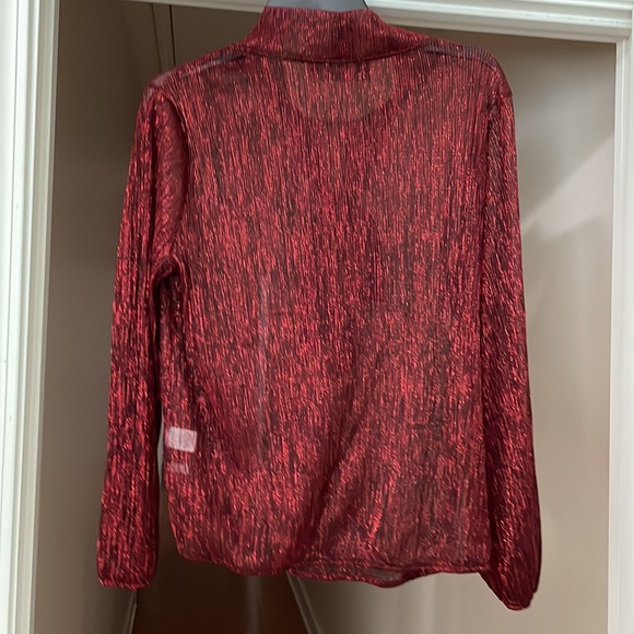 New York & Co. Metallic Tie Neck Blouse - Picture 4 of 8